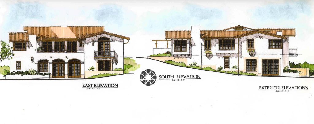 A drawing of two different elevations of a house.